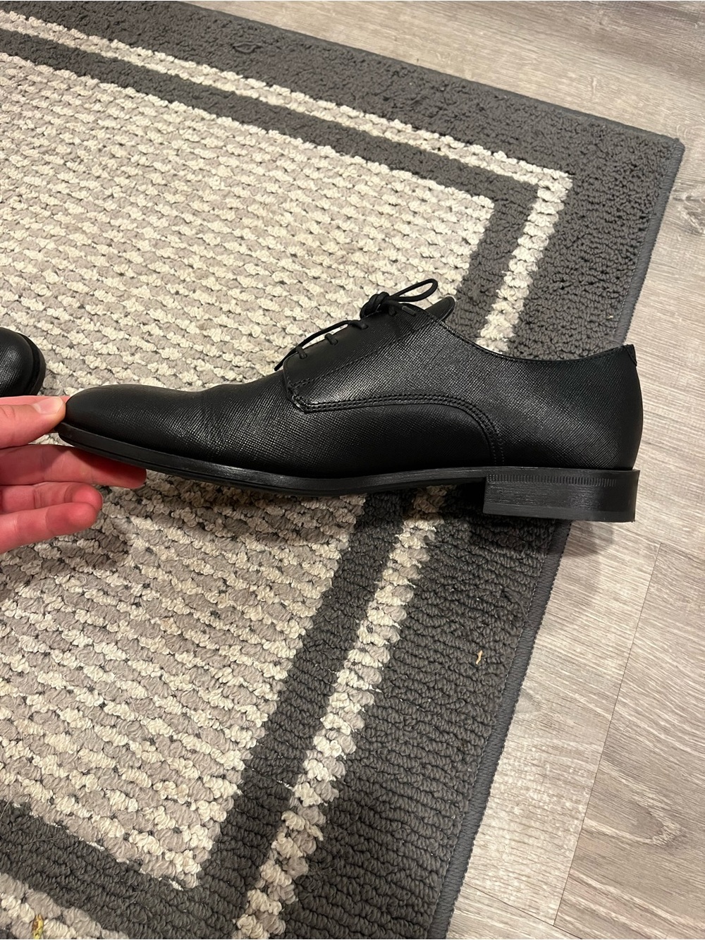 Hugo Boss Black Textured Leather Derby Shoes - Picture 4 of 5